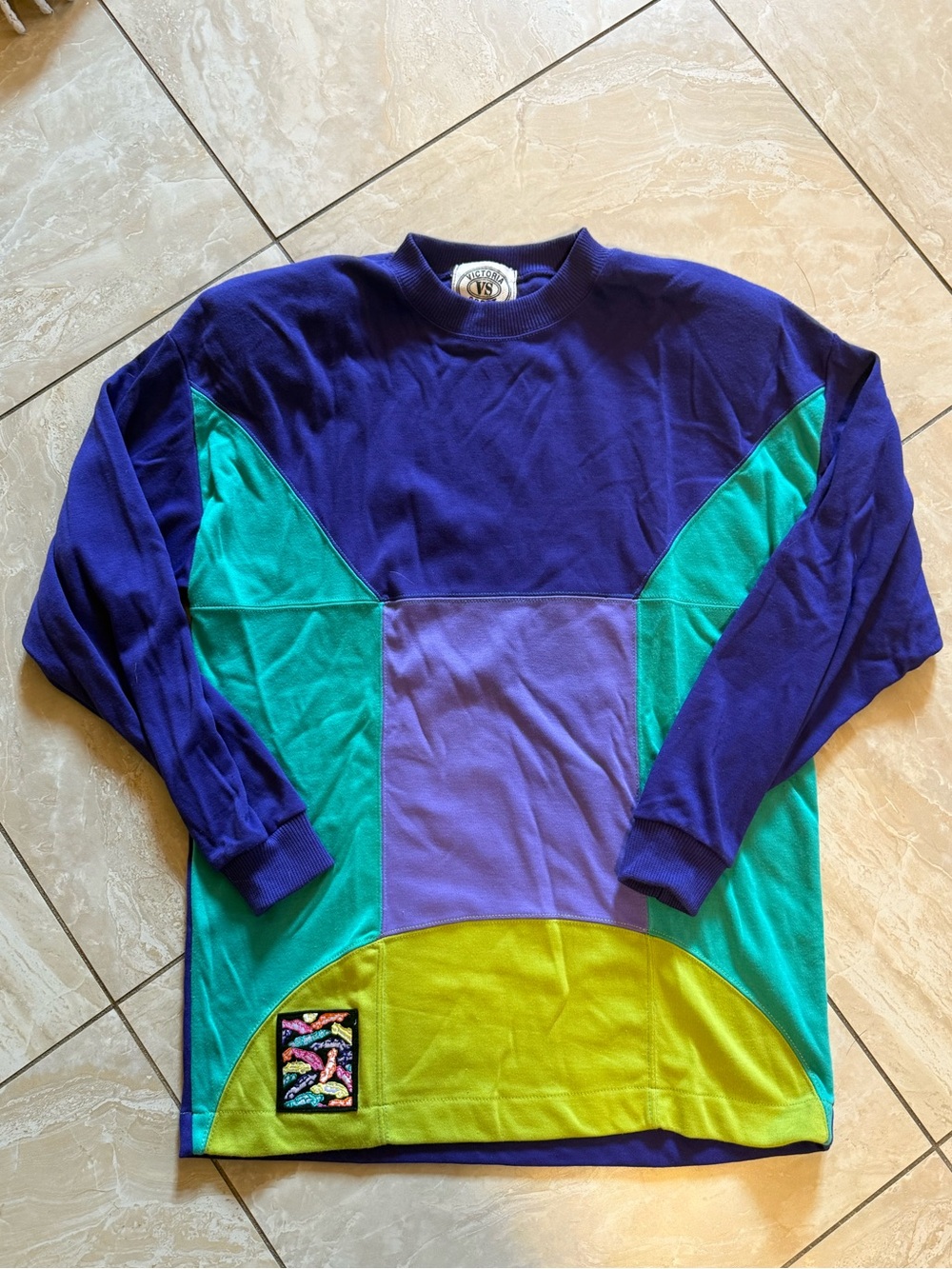 Vintage style 90s victoria sport Colorblock Long Sleeve Tee sz M
